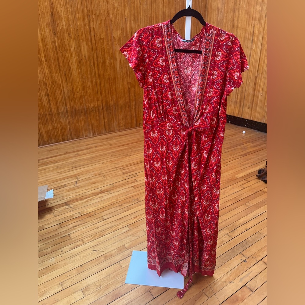 Elegant Red Maxi Wrap Dress